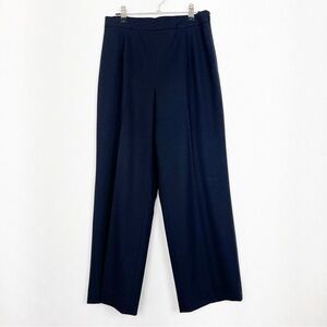 Talbots Petites Navy Blue‎ Wide Leg Wool Pants Size 6 Side Zipper Fully Lined